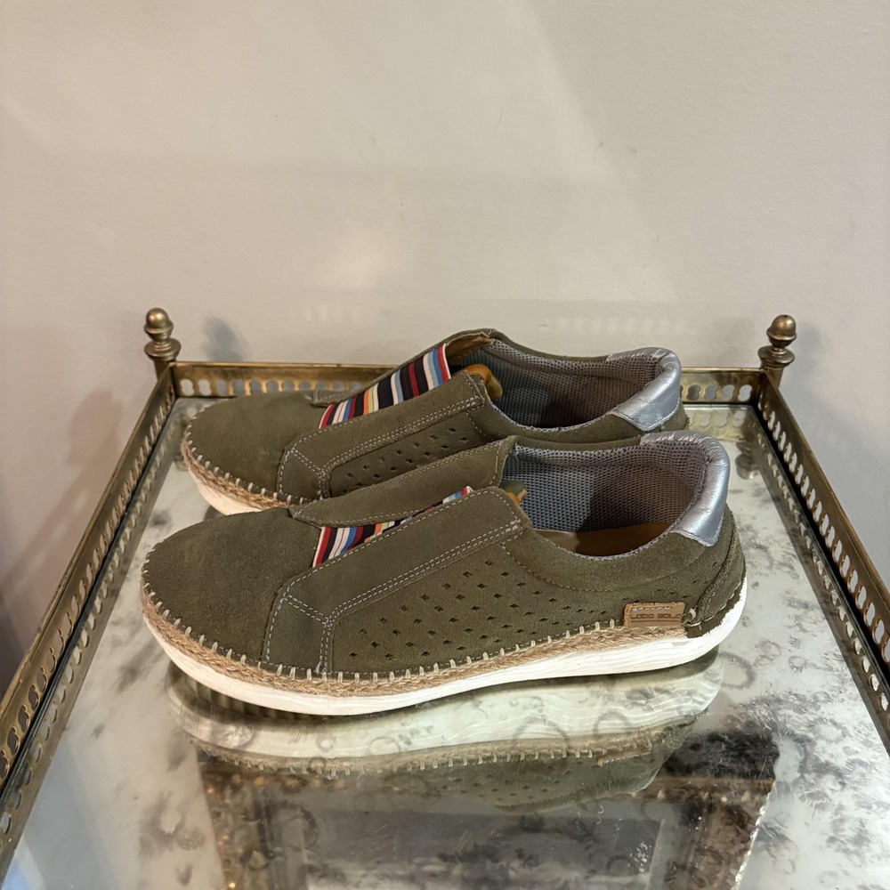 Lobo Solo Shoes Womens Size 9.5 Green Slip On Espadrille‎ Casual Comfort